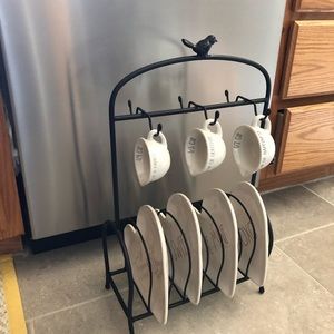 Black metal mug/plate holder